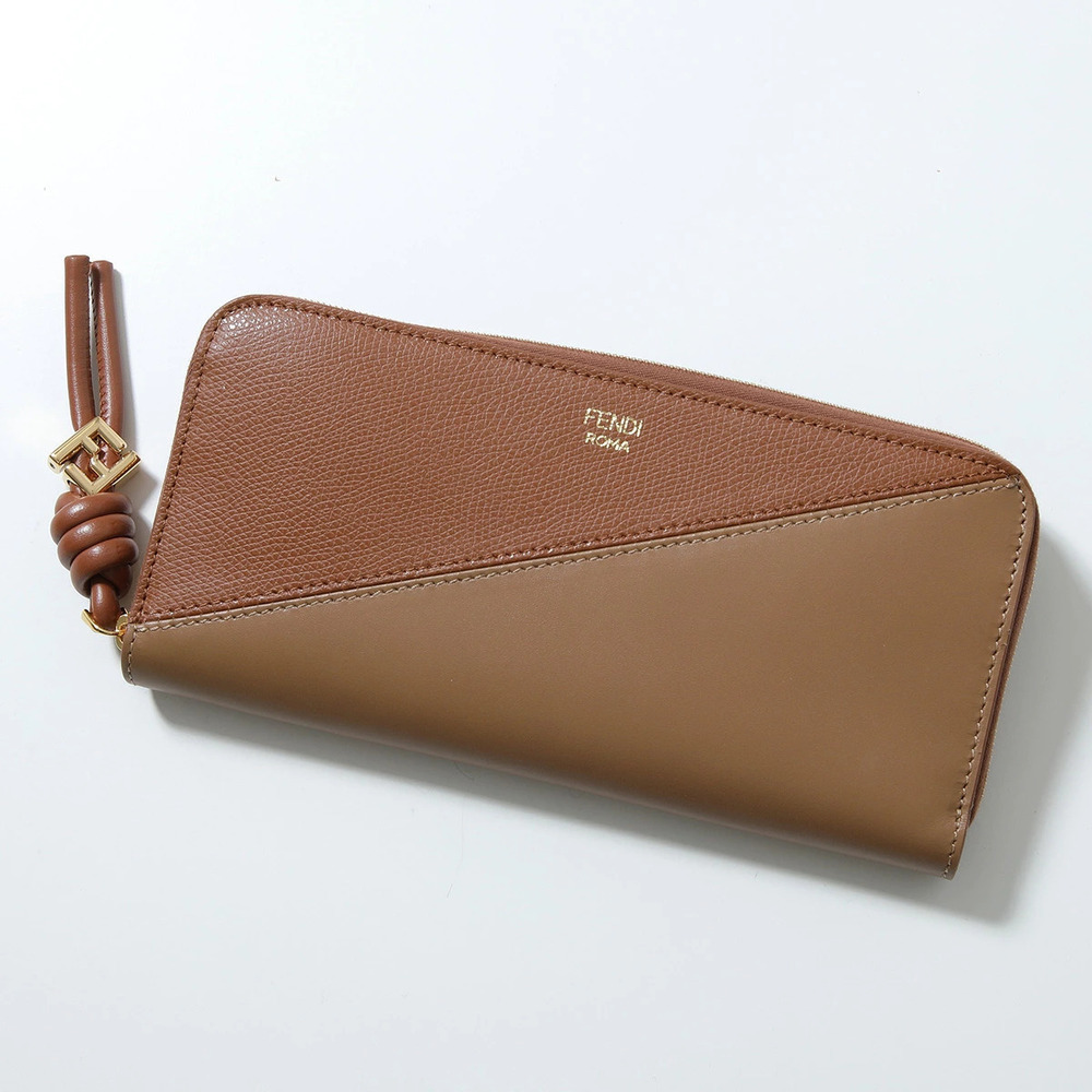 Fendi Round Zip Long Wallet AYCA Leather FF Diamond